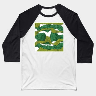 3D Intricate Intertwined Zentangle Doodle , Green Hues,  Bright n’ Bold Abstract Pattern Baseball T-Shirt